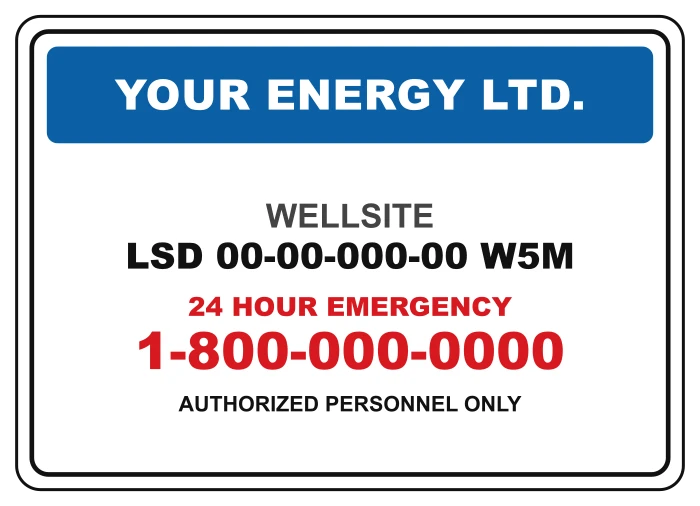 Sample layout: Lease and wellsite sign