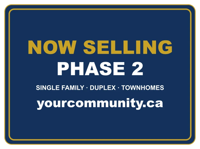 Sample layout: Now-selling sign