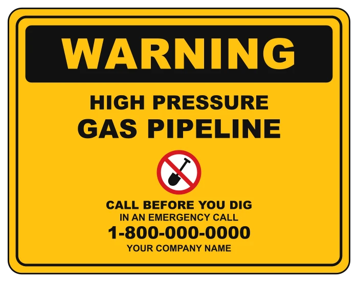 Sample layout: Pipeline warning sign