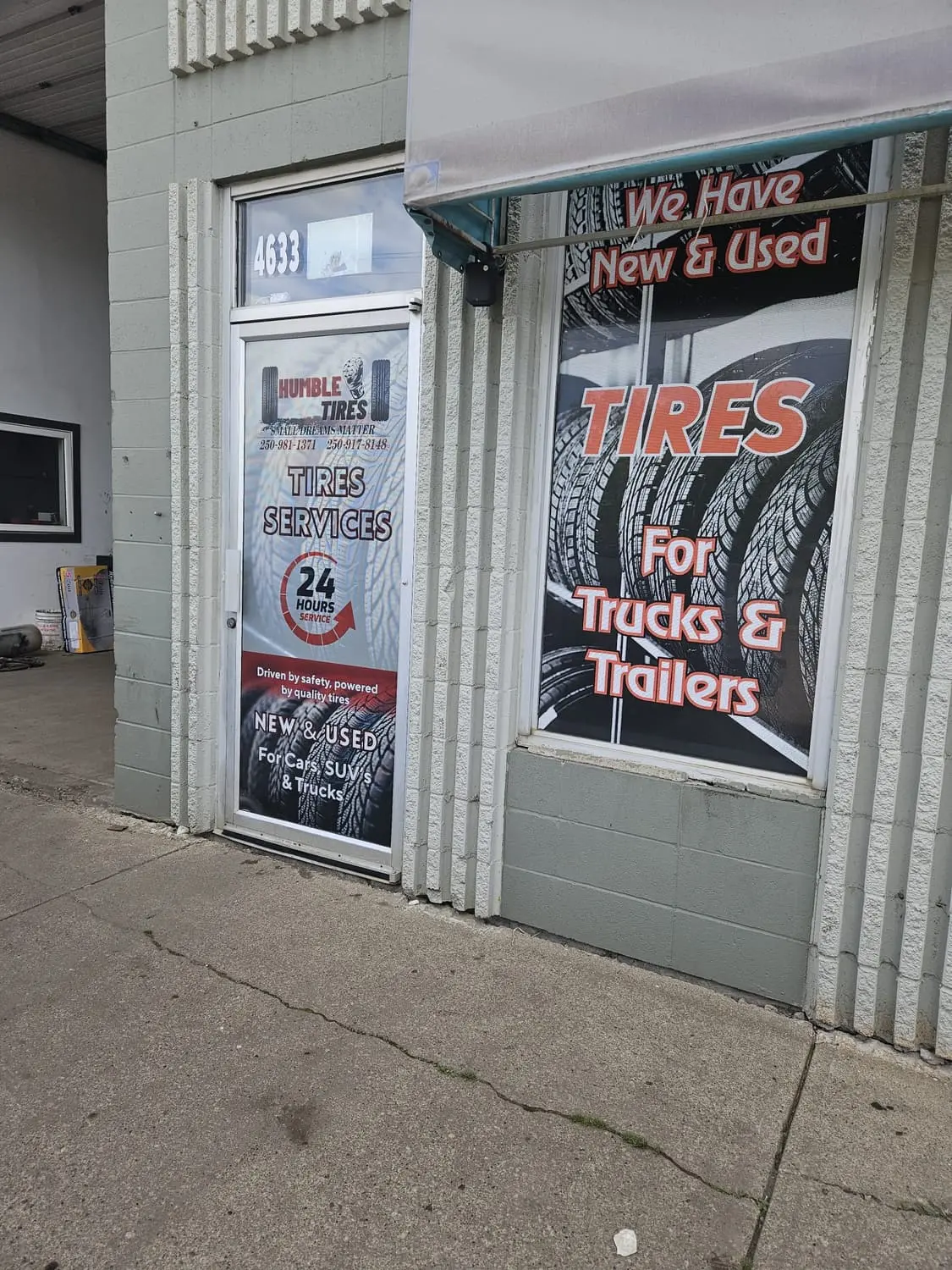 Tires for trucks and trailers window graphics